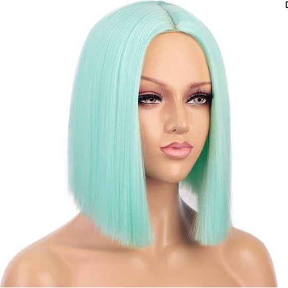 Enhanced Styles Mint Green Lace Front 12 inch Wig Long Synthetic Hair Cosplay - Picture 6 of 7